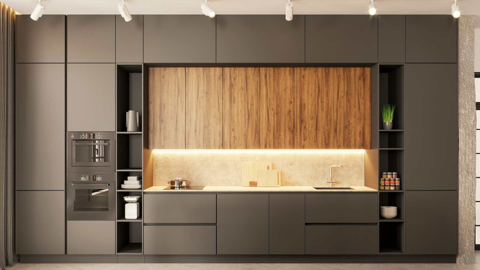 Modern apartment kitchen interior